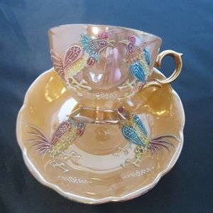 Shafford Raised Moriage Roosters Teacup & Saucer